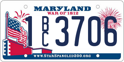 MD license plate 1BC3706