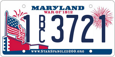 MD license plate 1BC3721