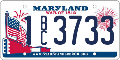 MD license plate 1BC3733