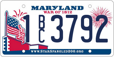 MD license plate 1BC3792