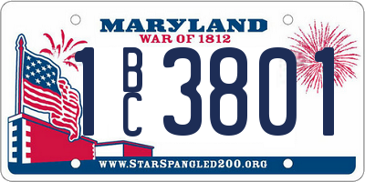 MD license plate 1BC3801