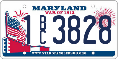 MD license plate 1BC3828