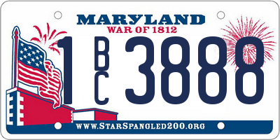 MD license plate 1BC3888