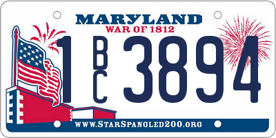 MD license plate 1BC3894