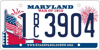 MD license plate 1BC3904