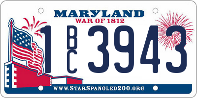 MD license plate 1BC3943