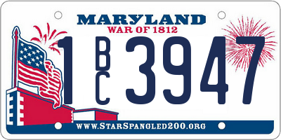 MD license plate 1BC3947