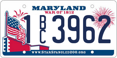 MD license plate 1BC3962