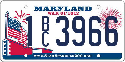 MD license plate 1BC3966