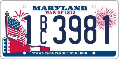 MD license plate 1BC3981