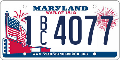 MD license plate 1BC4077