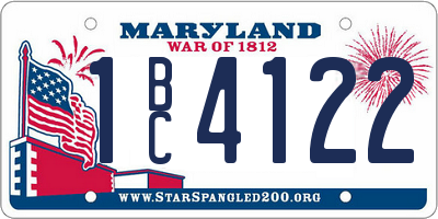 MD license plate 1BC4122