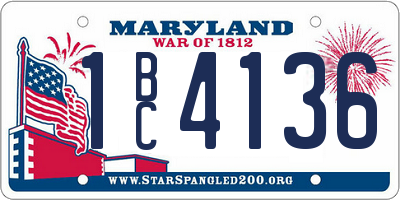 MD license plate 1BC4136