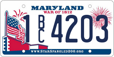 MD license plate 1BC4203