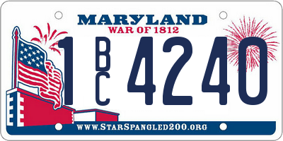 MD license plate 1BC4240