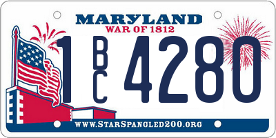 MD license plate 1BC4280