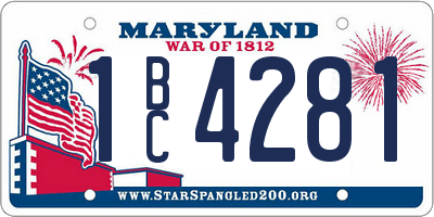 MD license plate 1BC4281