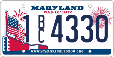 MD license plate 1BC4330