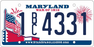 MD license plate 1BC4331