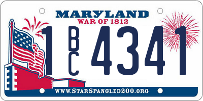 MD license plate 1BC4341