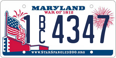 MD license plate 1BC4347