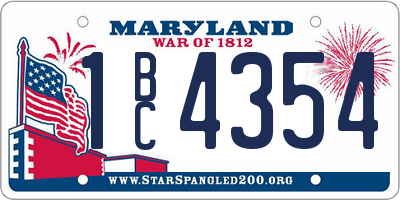MD license plate 1BC4354