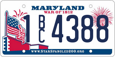 MD license plate 1BC4388