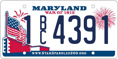 MD license plate 1BC4391