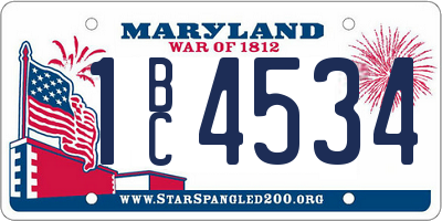 MD license plate 1BC4534