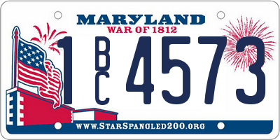 MD license plate 1BC4573