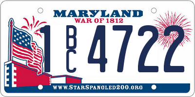 MD license plate 1BC4722