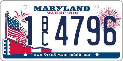 MD license plate 1BC4796