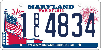 MD license plate 1BC4834