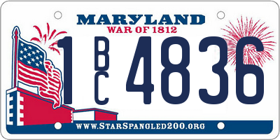 MD license plate 1BC4836