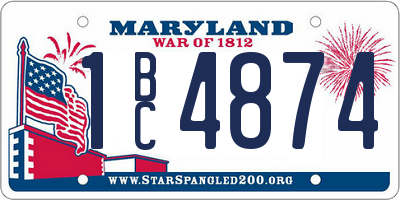 MD license plate 1BC4874
