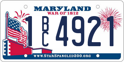 MD license plate 1BC4921