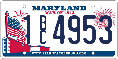 MD license plate 1BC4953