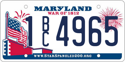 MD license plate 1BC4965