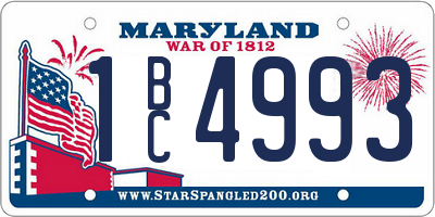 MD license plate 1BC4993