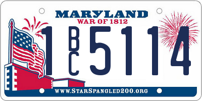 MD license plate 1BC5114
