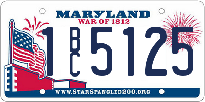 MD license plate 1BC5125