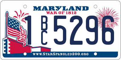 MD license plate 1BC5296