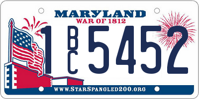 MD license plate 1BC5452