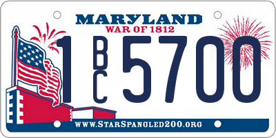MD license plate 1BC5700