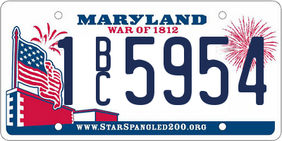 MD license plate 1BC5954