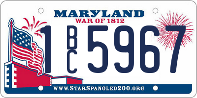 MD license plate 1BC5967