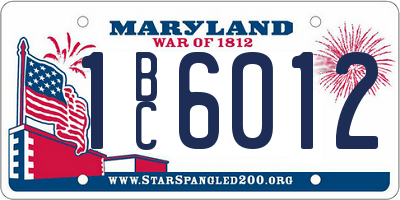 MD license plate 1BC6012