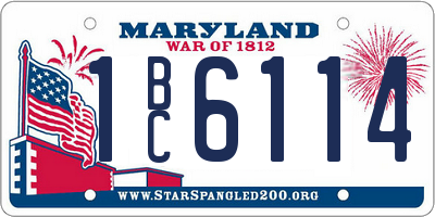 MD license plate 1BC6114