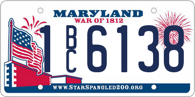 MD license plate 1BC6138