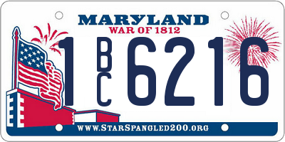 MD license plate 1BC6216